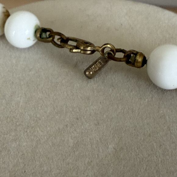 Vintage Monet White Bead Necklace 31” Long Layering or Wrap Style Gold Clasp - Picture 3 of 5